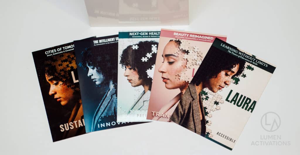 Personalized branded 4x6 print created by Lumen Activations Interactive Puzzles experience Kansas City