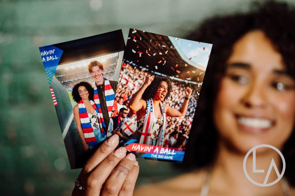 ai enhanced branded photo overlay world cup 2026 kansas city Premium AI-enhanced branded photo overlay from a Lumen Activations World Cup 2026 fan zone in Kansas City