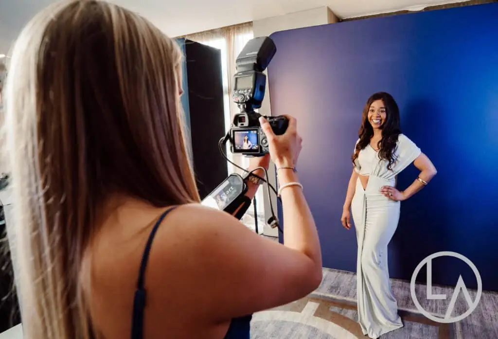 Lumen Activations photographer capturing a guest with instant roaming event photography at a corporate gala