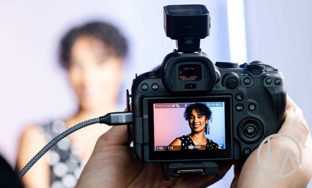 lumen activations headshot photography studio setup Professional studio lighting and camera setup for Lumen Activations headshot experience