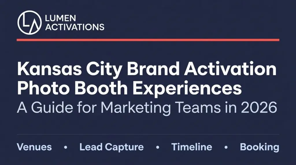 Lumen Activations brand activation photo booth at a Kansas City corporate event.